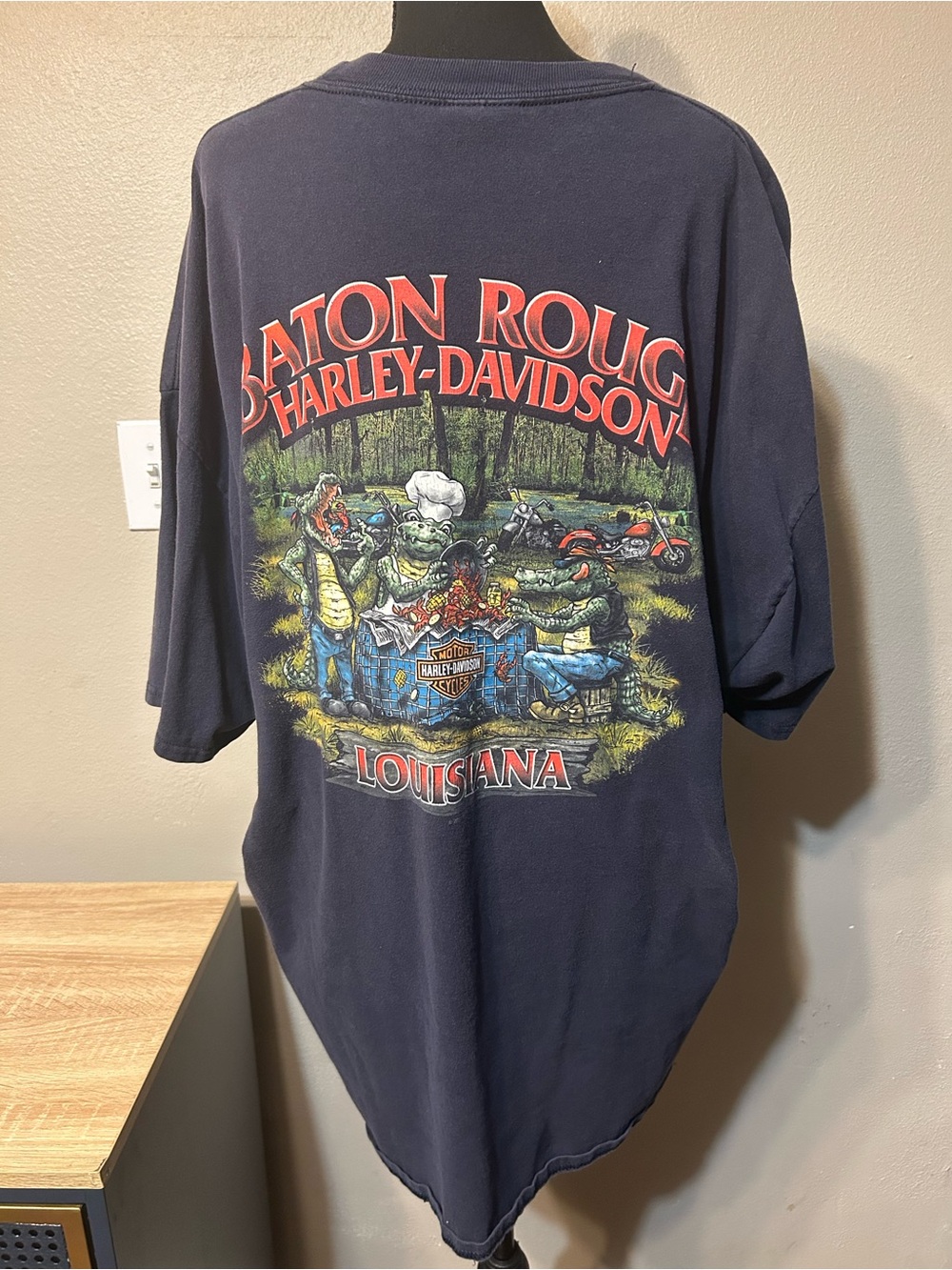 Harley Davidson Baton Rouge Louisiana T Shirt 3XL Alligator Hanes Beefy-T Biker